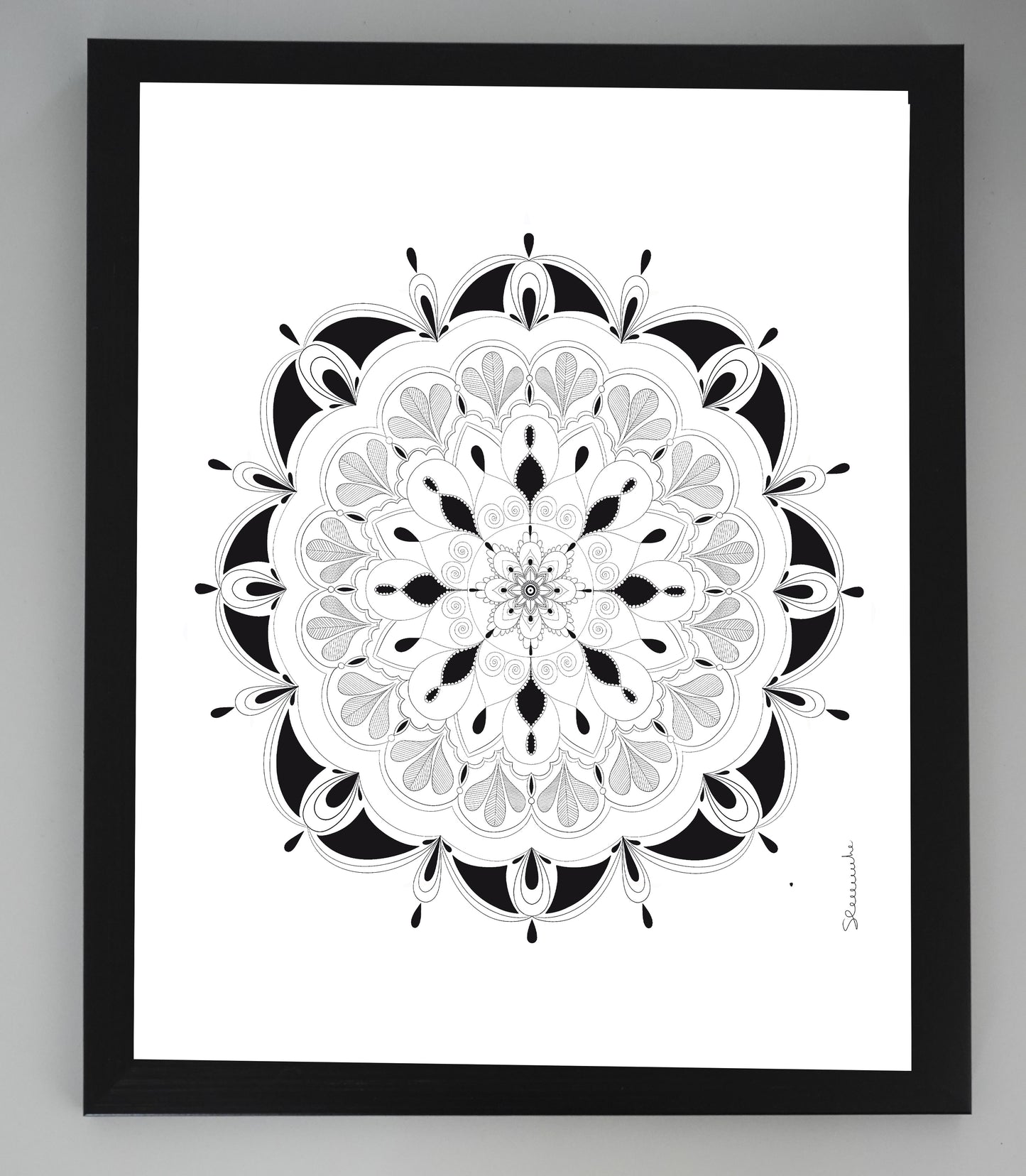 Oeuvre imprimée - Mandala noir et blanc - 3
