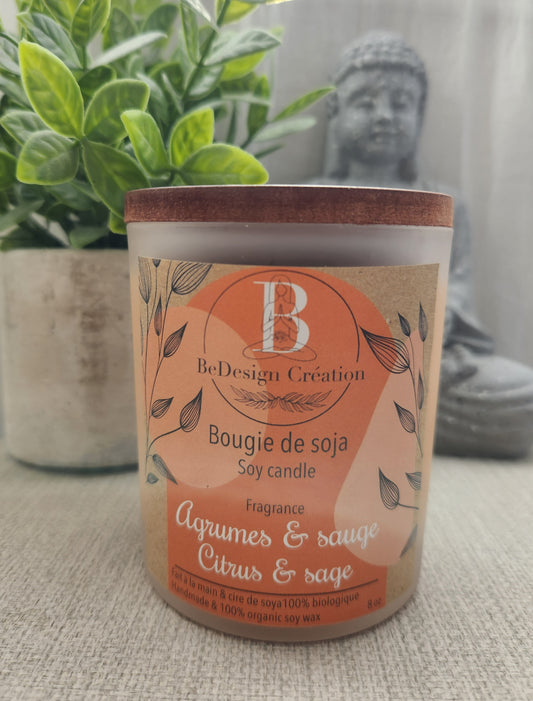 Bougie de soja - Agrumes & sauge