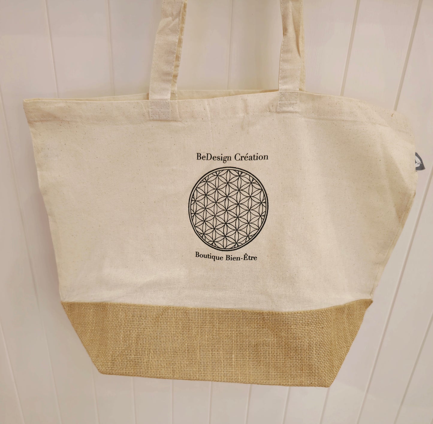 Sacs réutilisables en coton et jute avec Fleur de vie