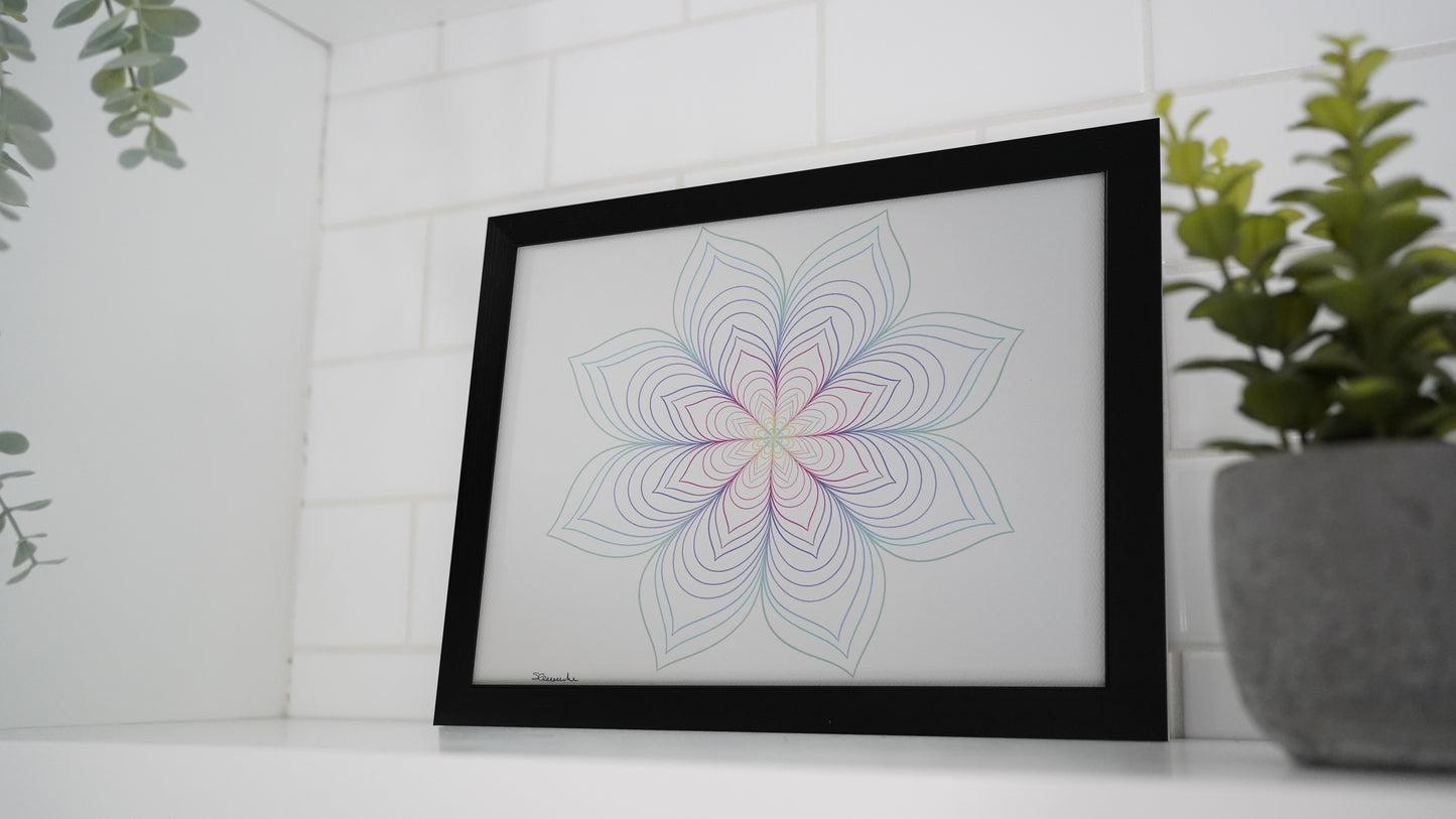 Oeuvre imprimée - Fleur mandala bleu