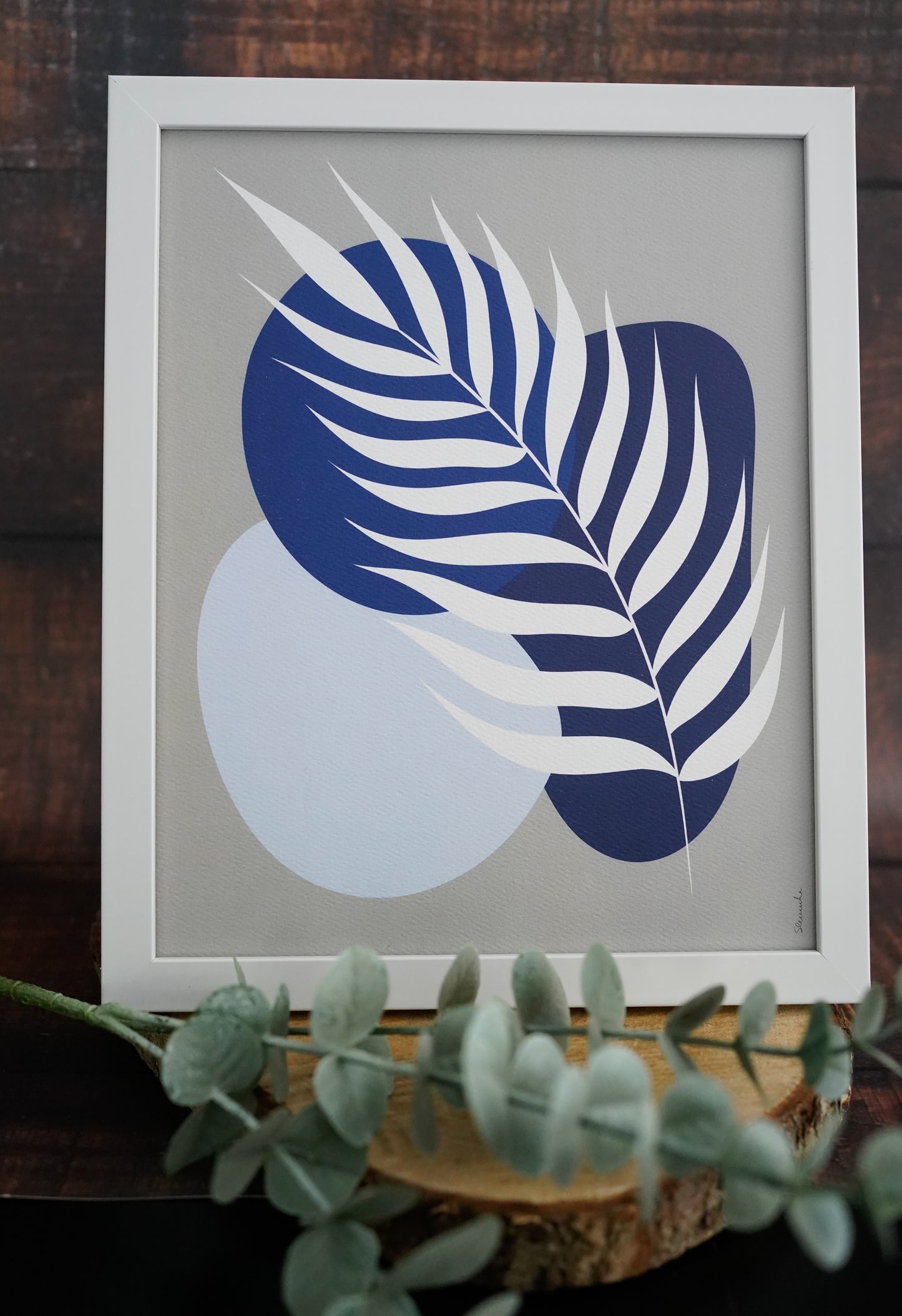 Oeuvre imprimée - Feuillage palmier blanc