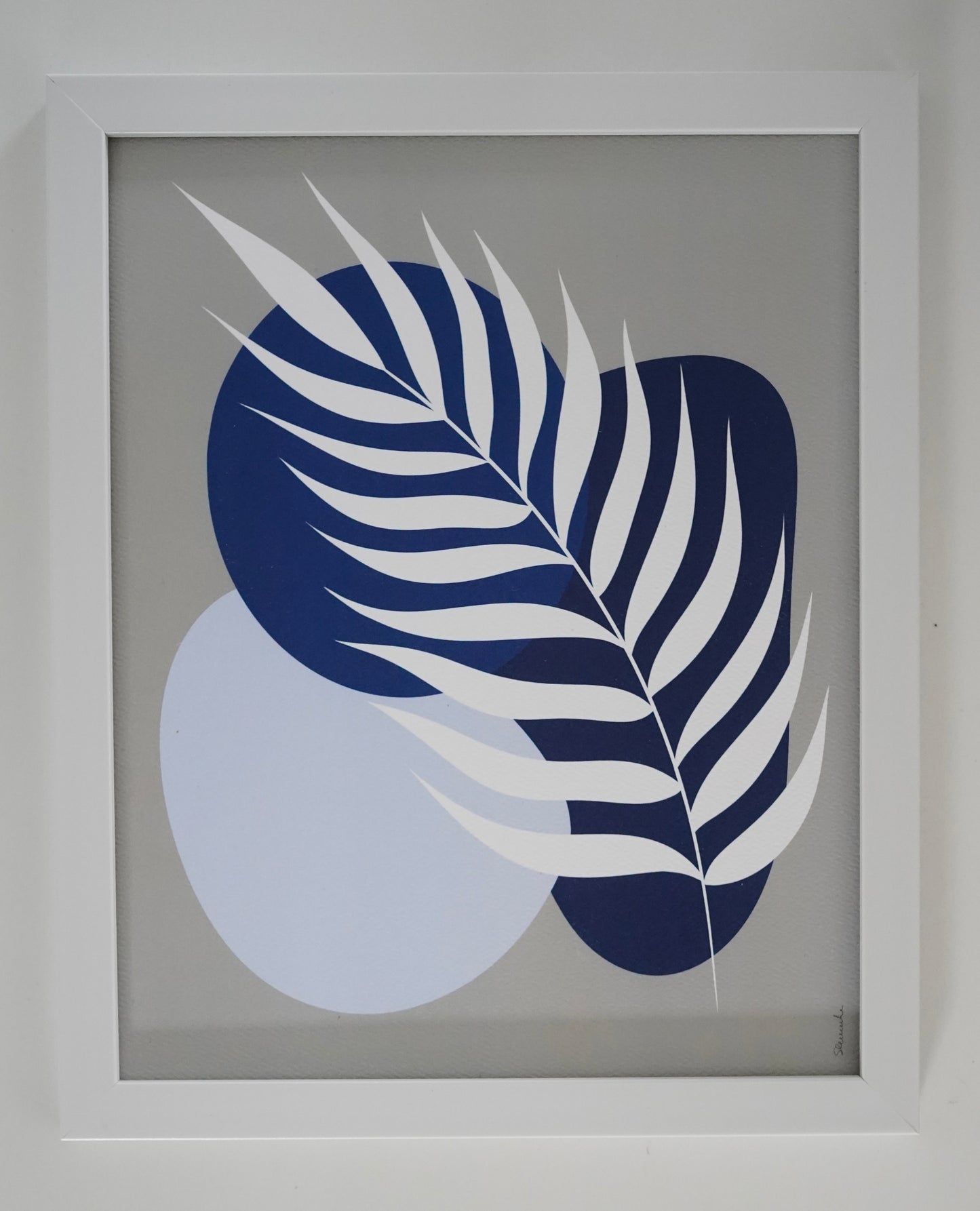 Oeuvre imprimée - Feuillage palmier blanc