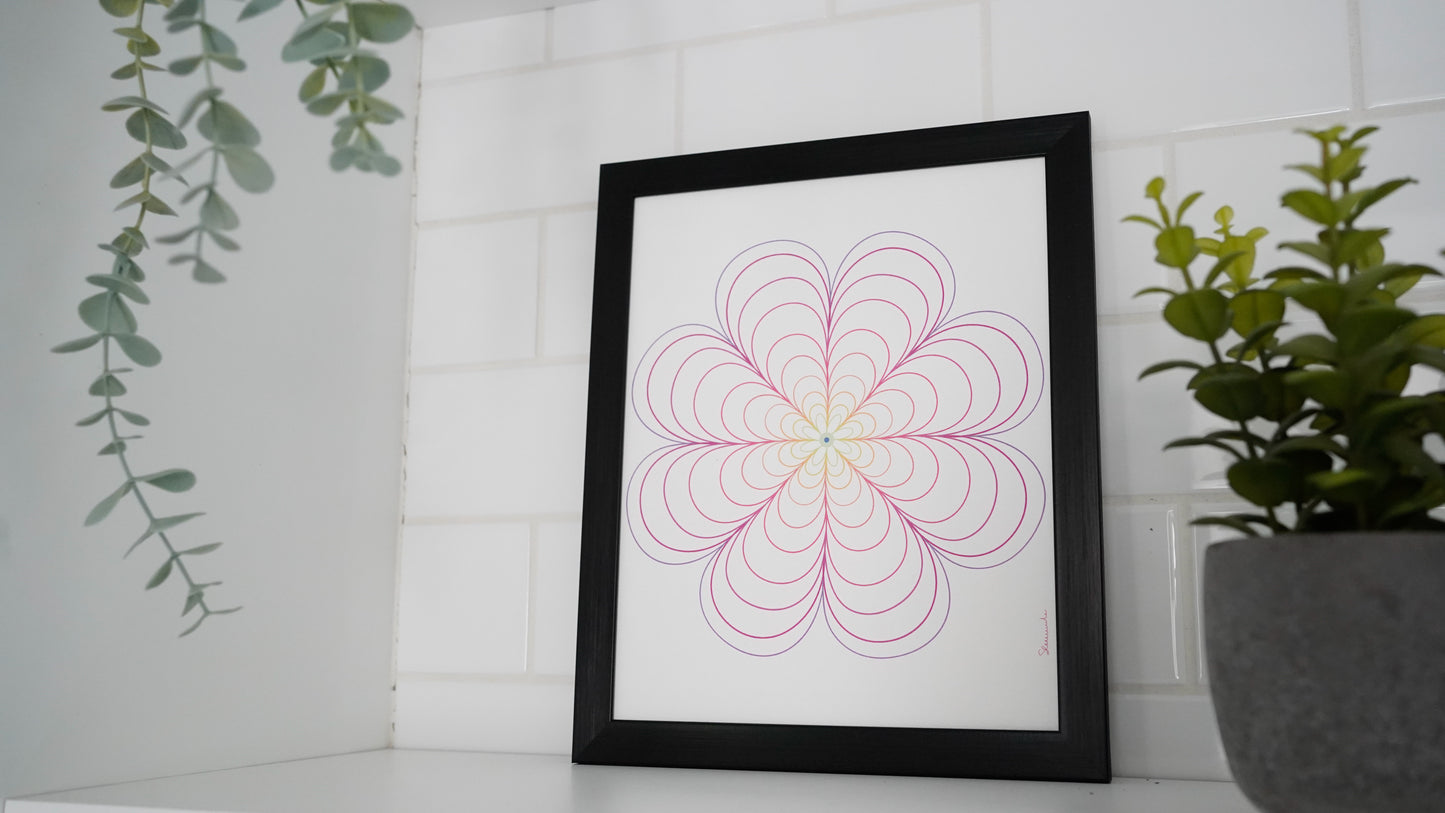 Oeuvre imprimée - Fleur mandala rose