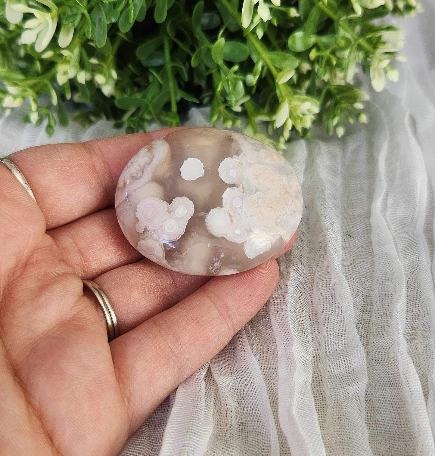 Pierre de paume en Agate fleur