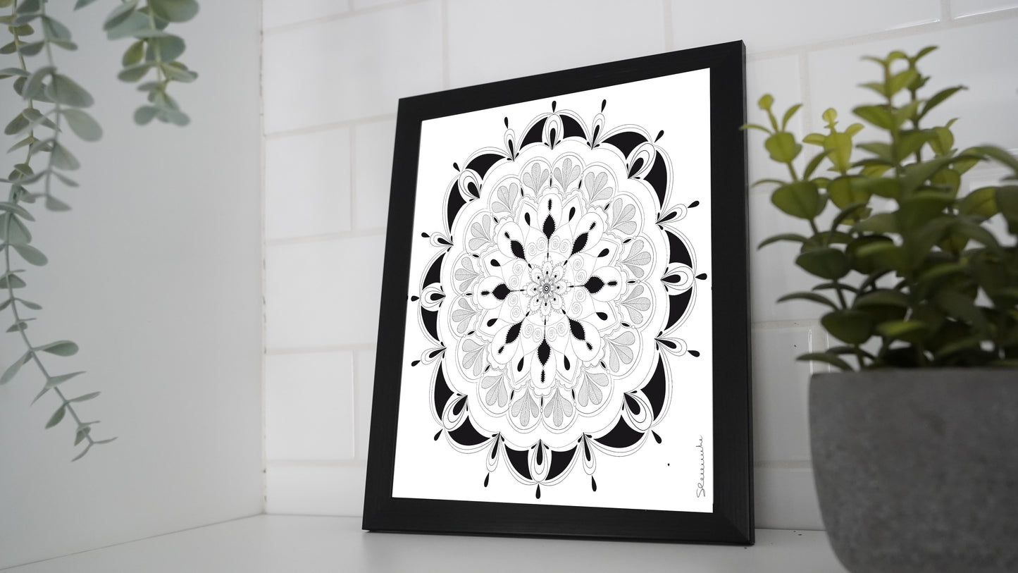 Oeuvre imprimée - Mandala noir et blanc - 3