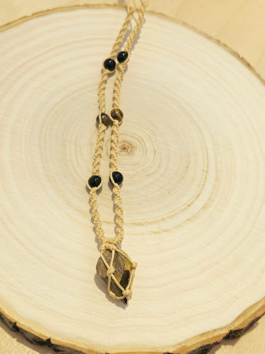 Collier macramé Oeil de tigre