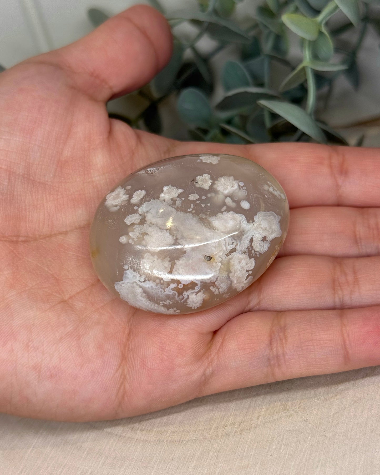 Pierre de paume en Agate fleur