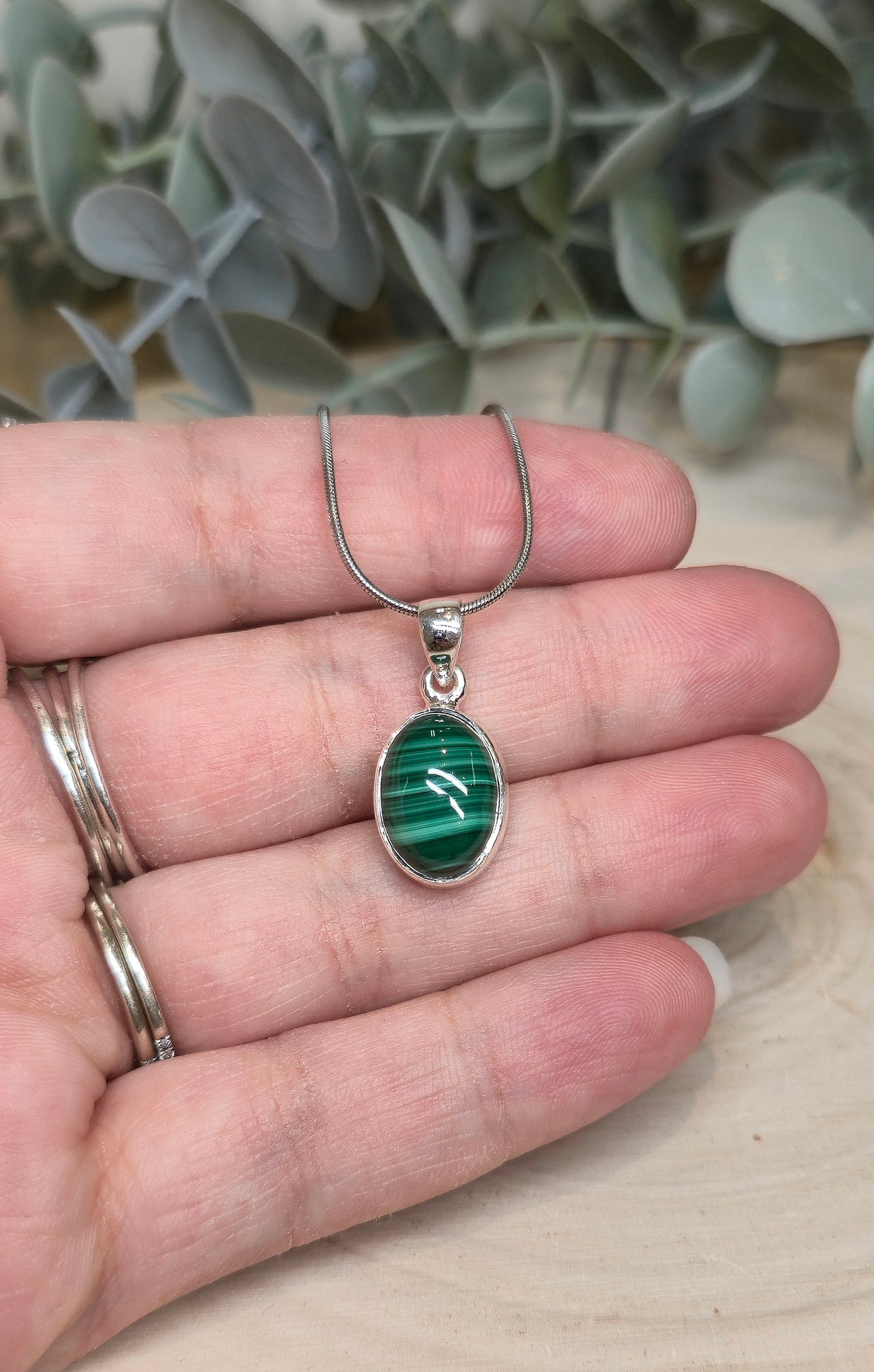 Collier Malachite ovale