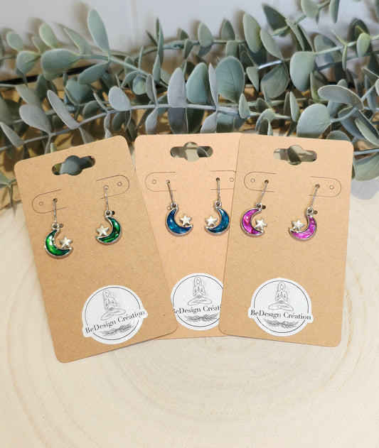 Boucles d'oreilles Lune/Étoile avec Abalone