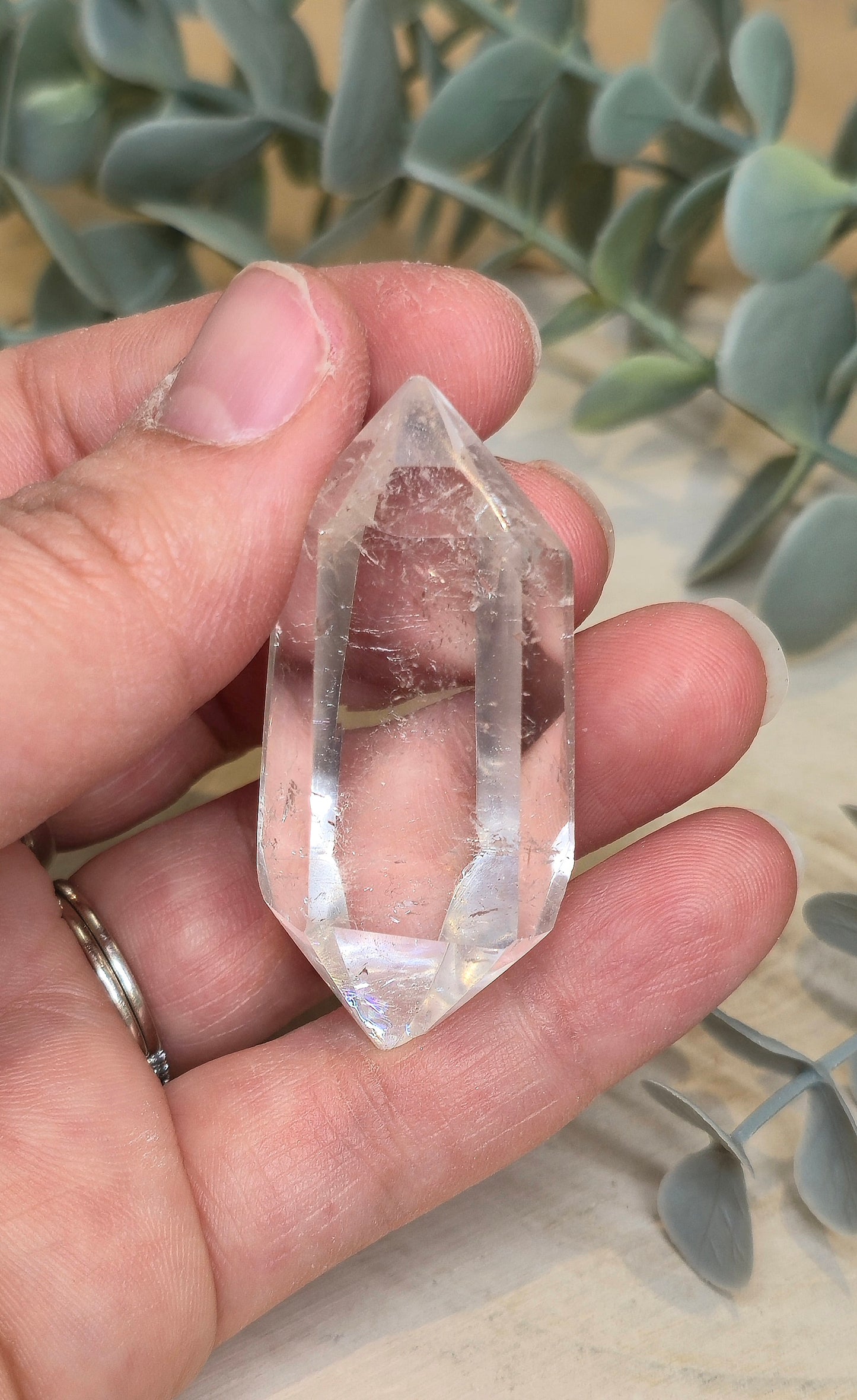 Pointe double en Quartz clair de Madagascar