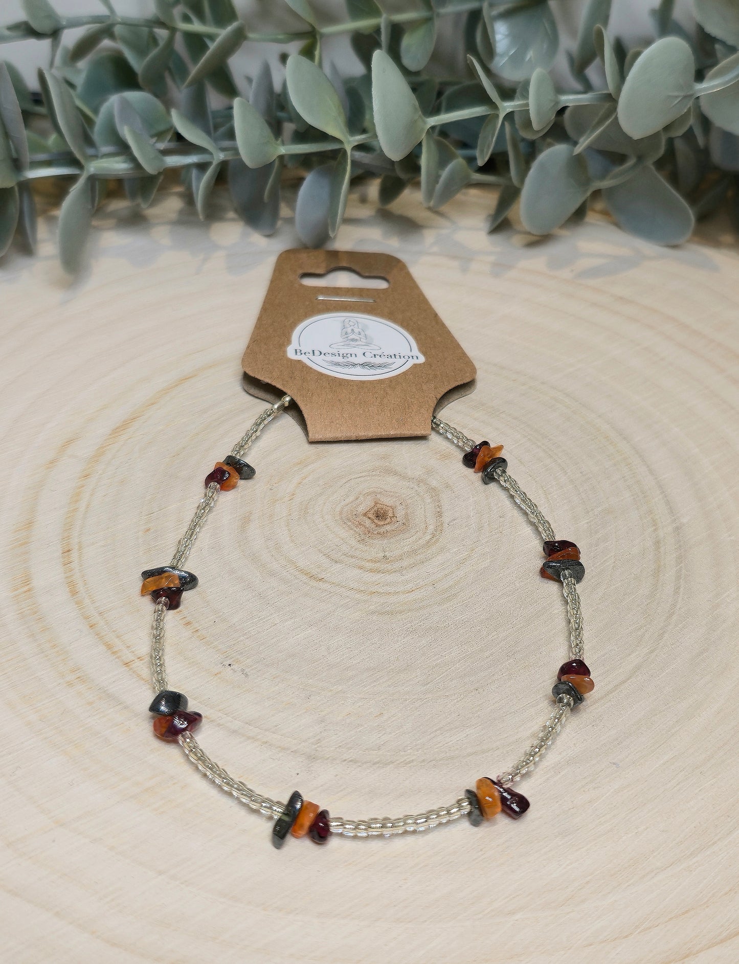 Bracelet cheville avec pierres - Pierres en chips mix
