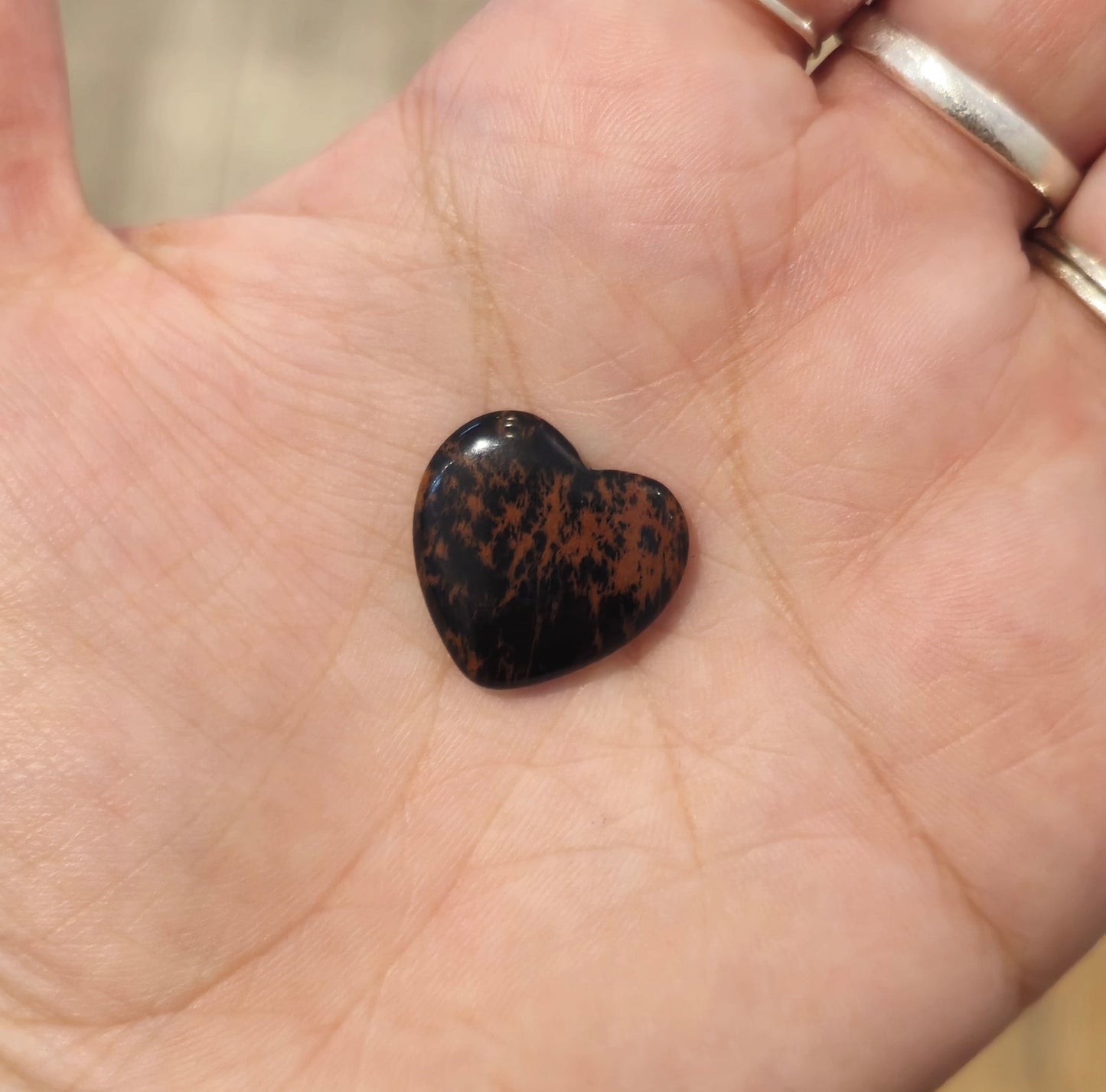 Coeur en Obsidienne acajou