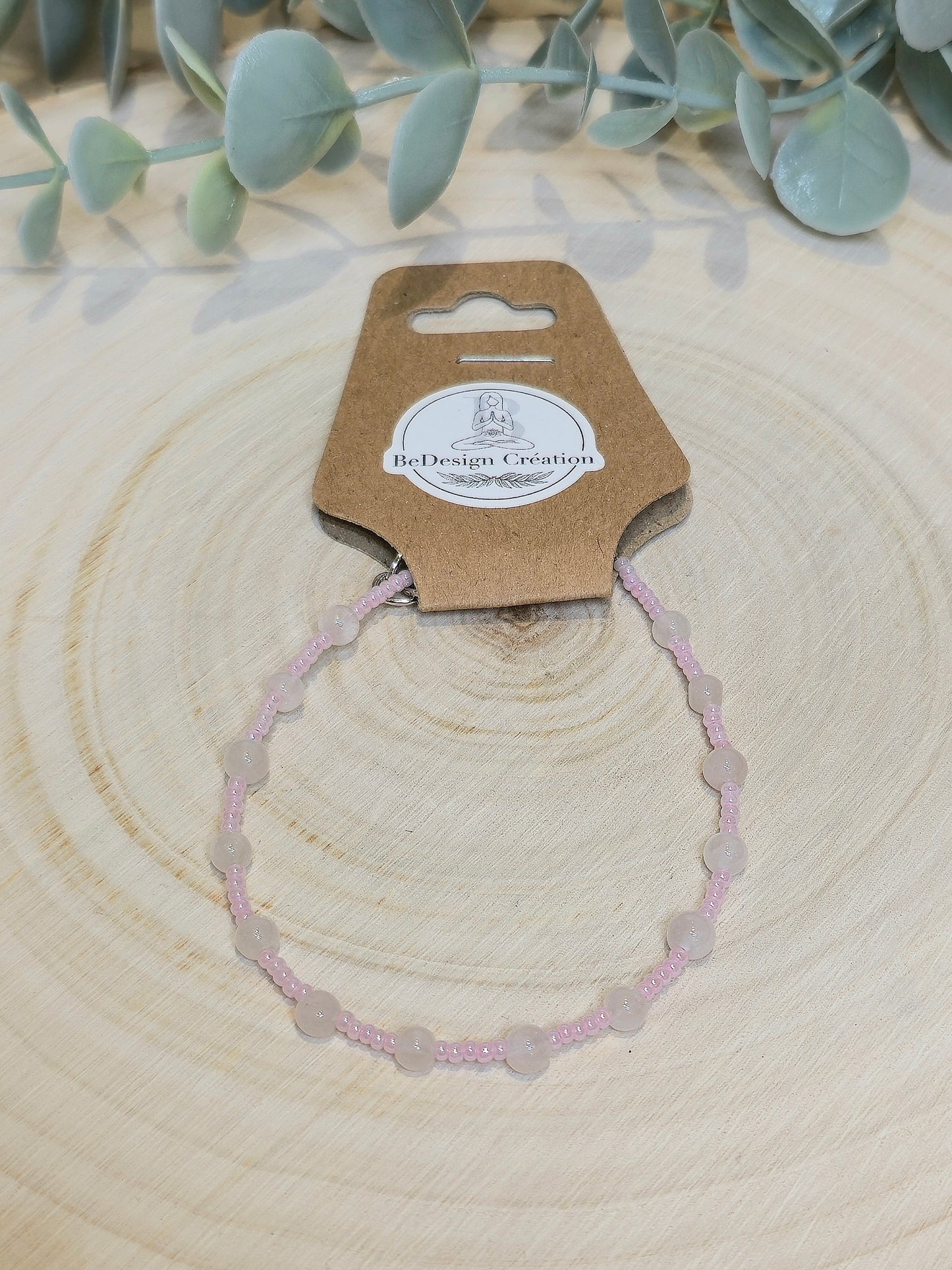 Bracelet avec pierres - Quartz rose