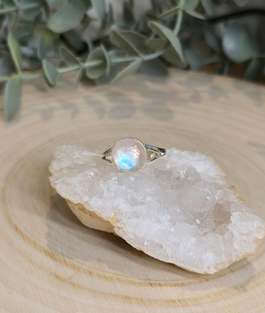 Bague Pierre de lune Arc-en-ciel