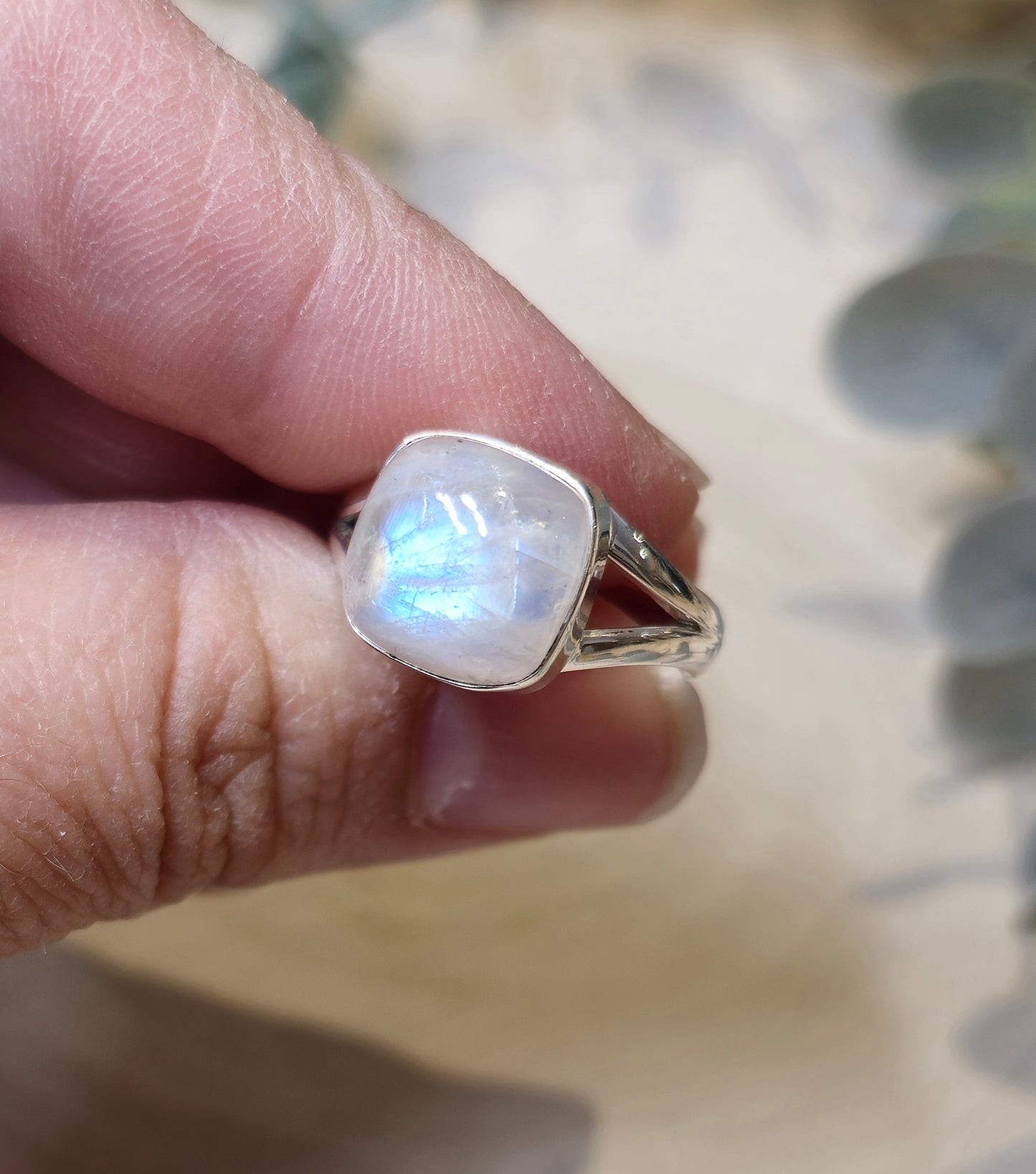 Bague Pierre de lune Arc-en-ciel