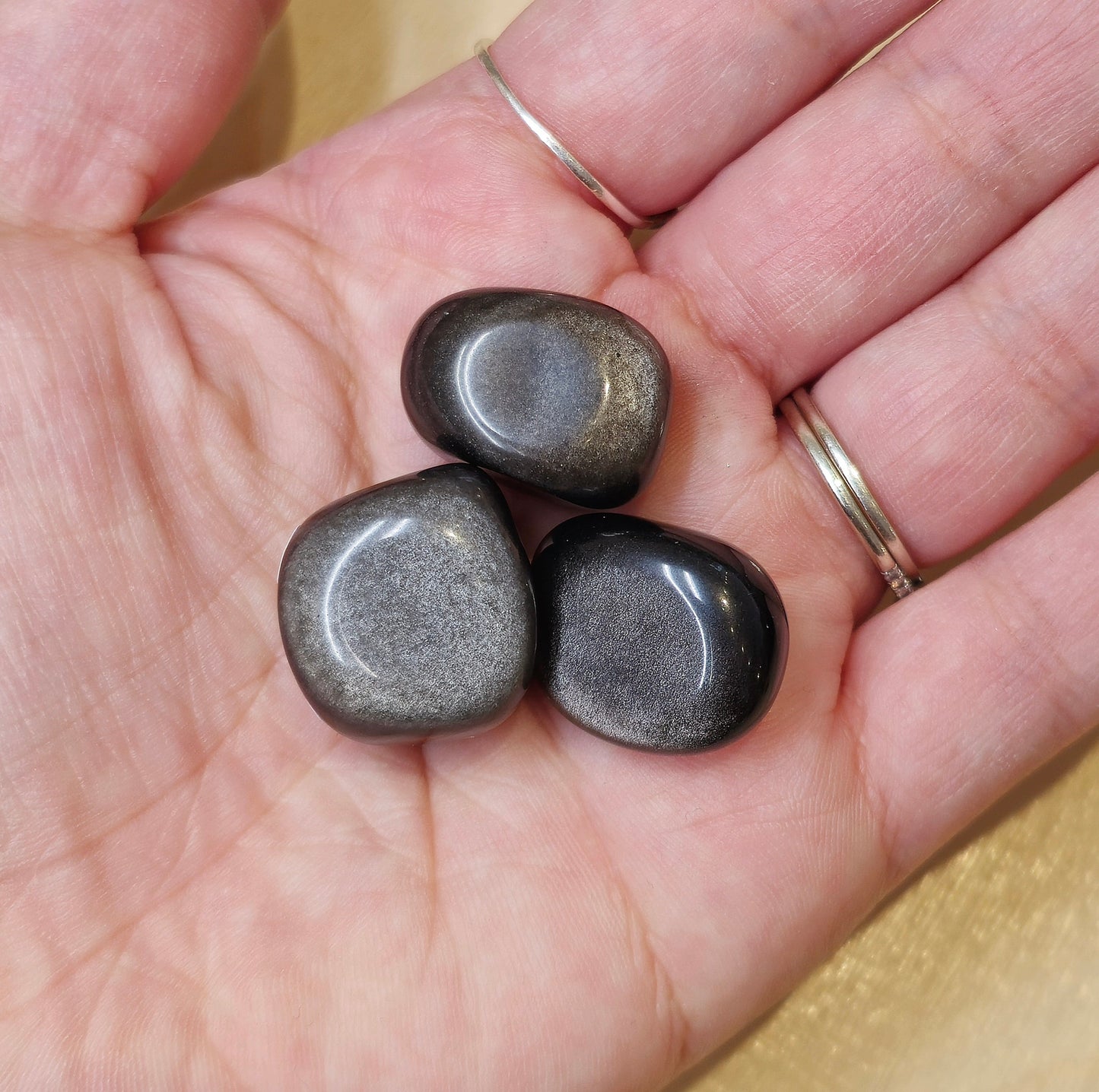 Obsidienne argentée barattée