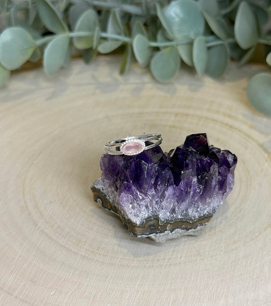 Bague Quartz rose ovale