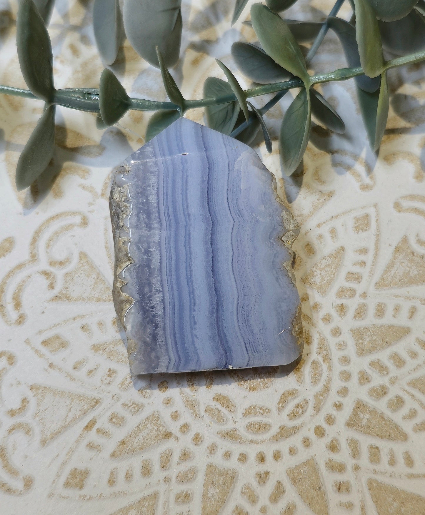 Tranche Agate dentelle bleue