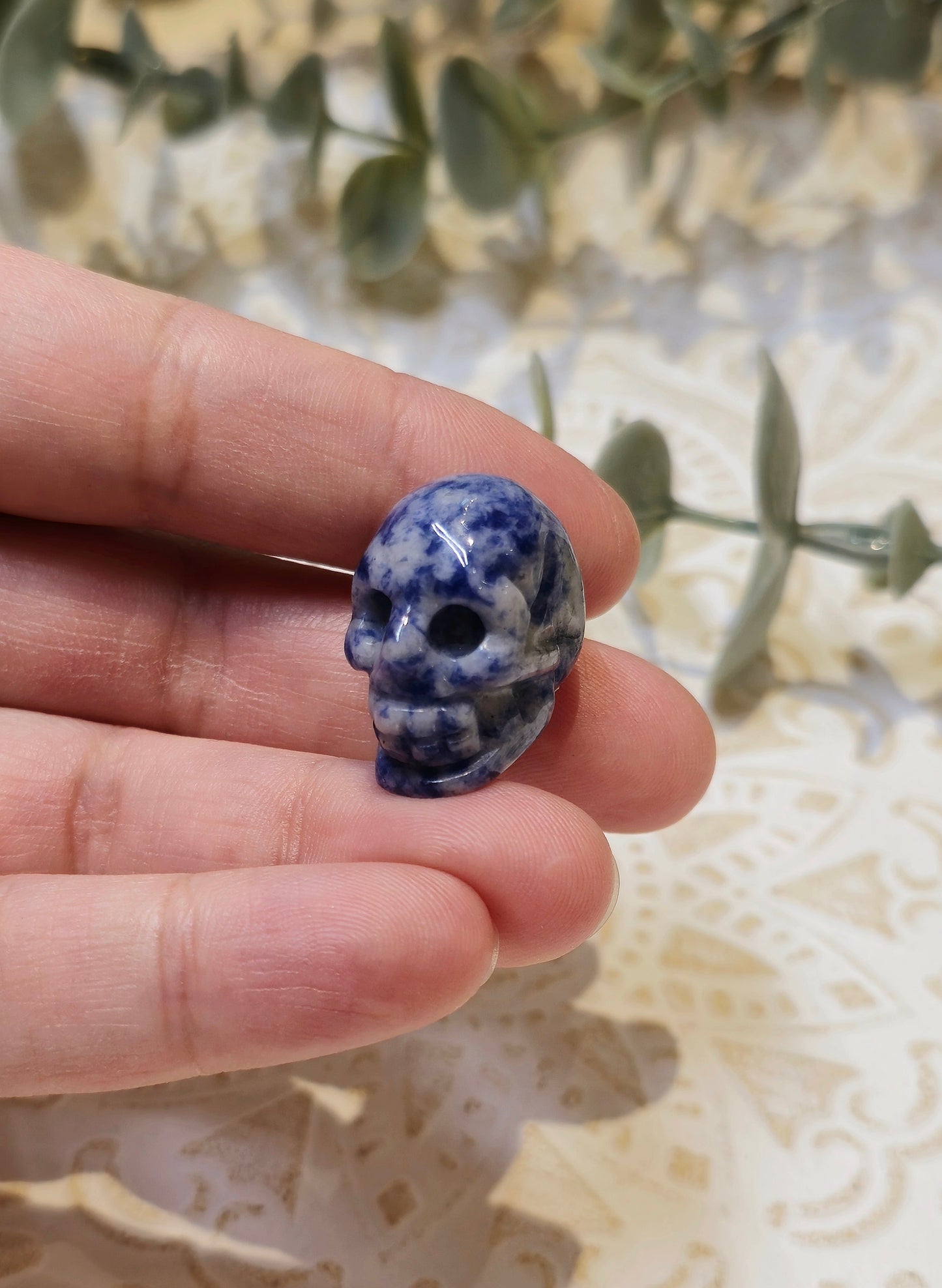 Mini Crâne en Jaspe blue spot