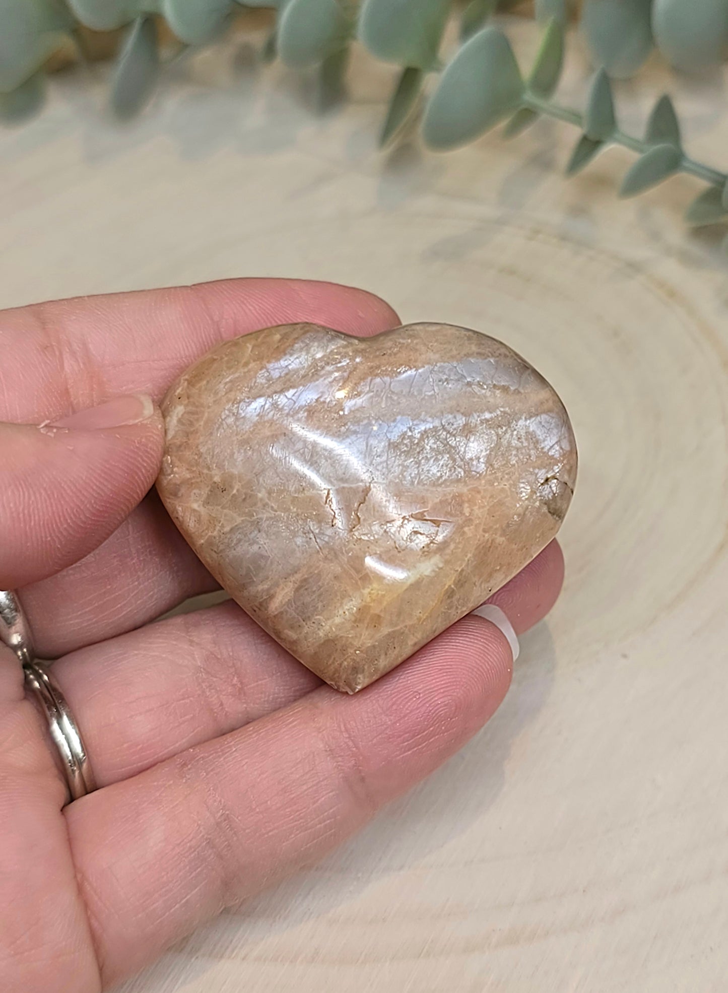 Coeur en Pierre de lune pêche