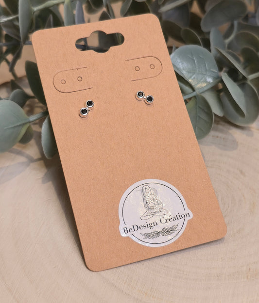 Boucles d'oreilles Onyx double