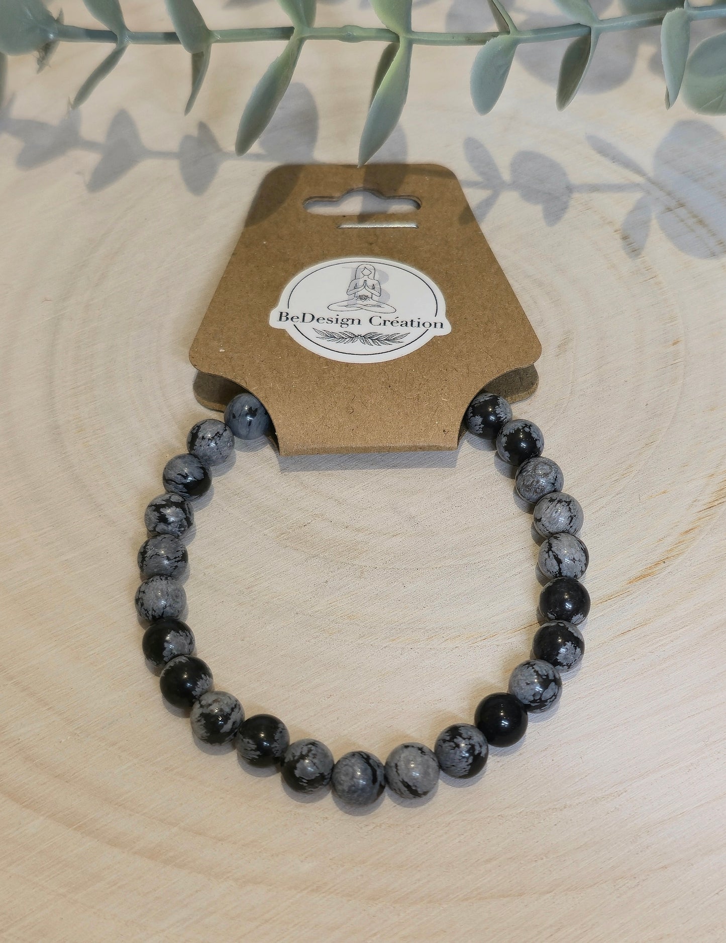 Bracelet Obsidienne Snowflake 6mm