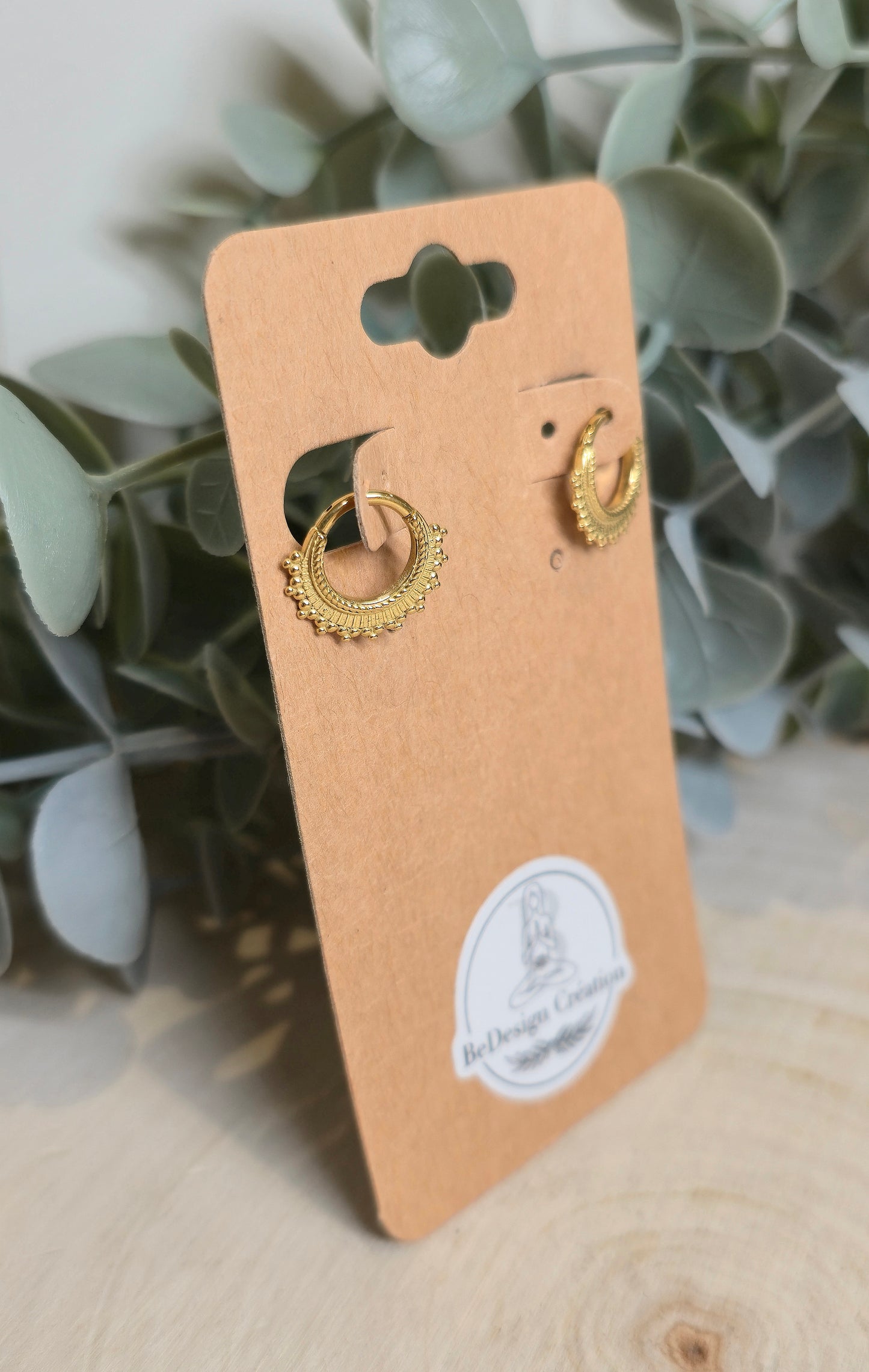 Boucles d’oreilles anneau Demi-Mandala vintage gold 8mm