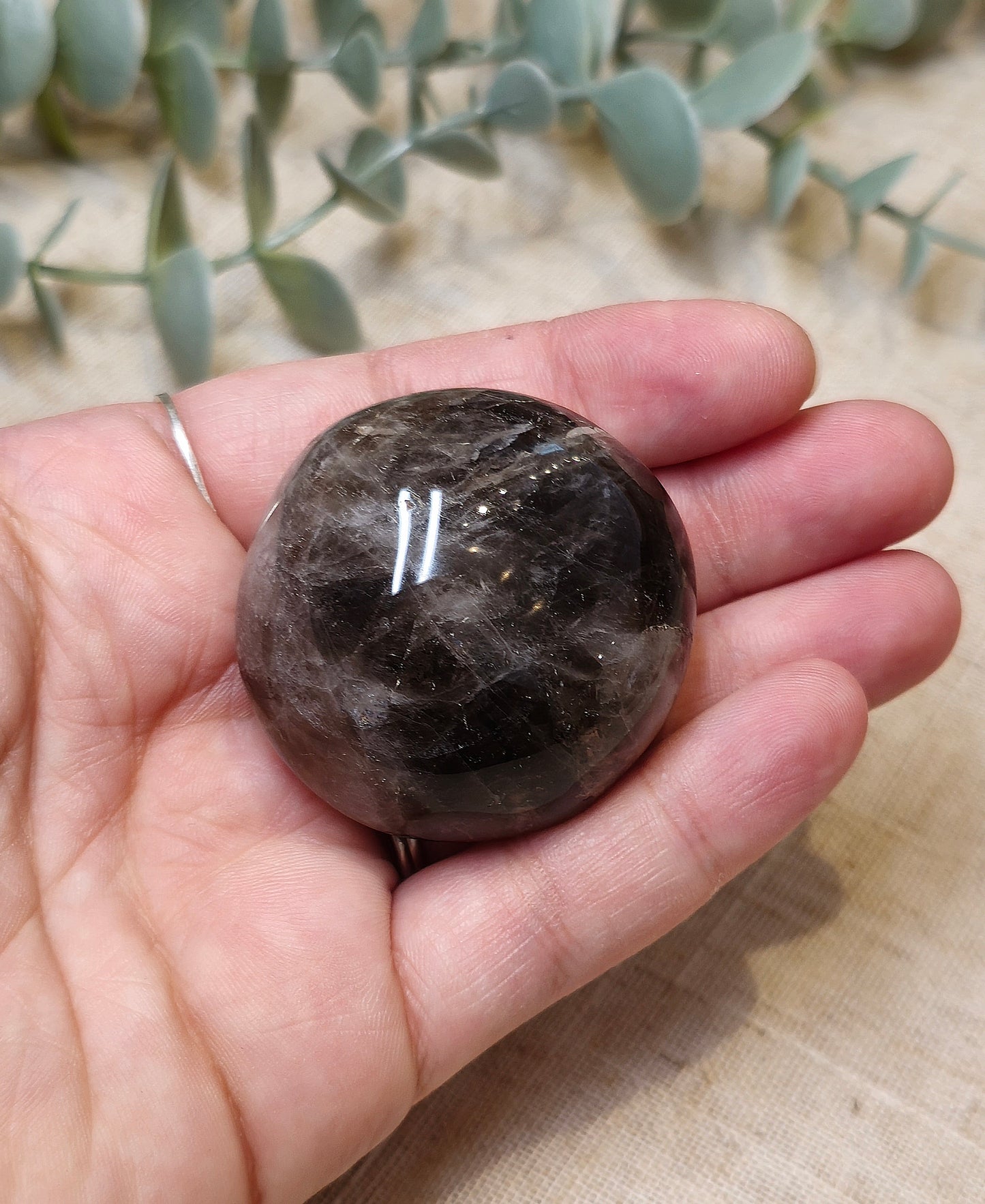 Pierre de paume en Quartz fumé