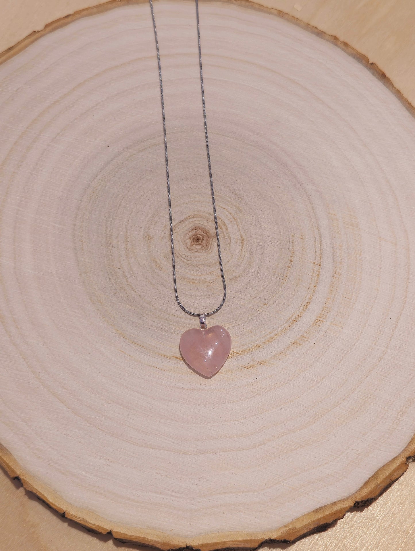 Collier en coeur en Quartz rose