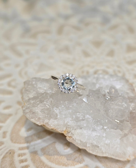 Bague Quartz clair et Topaze blanche