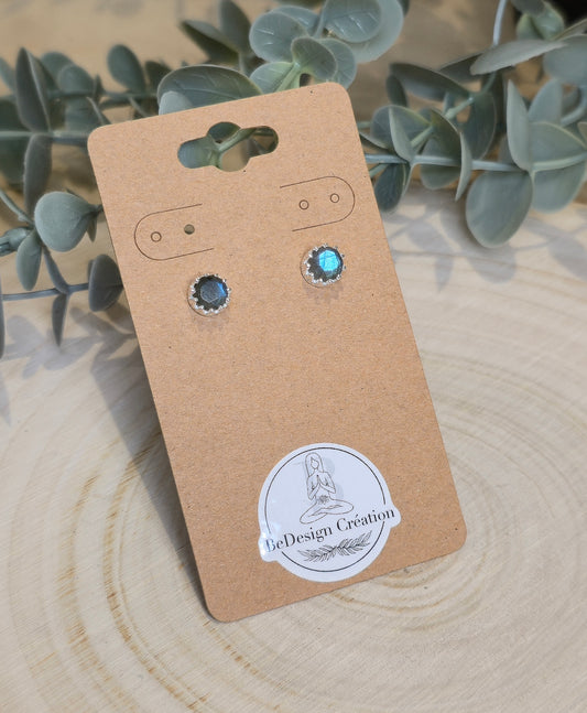 Boucles d'oreilles Labradorite couronnée
