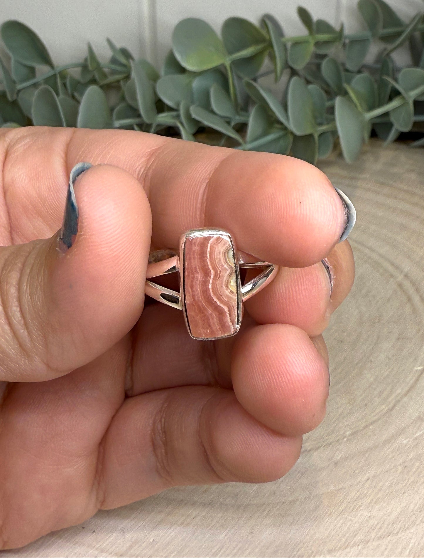 Bague rectangle Rhodochrosite