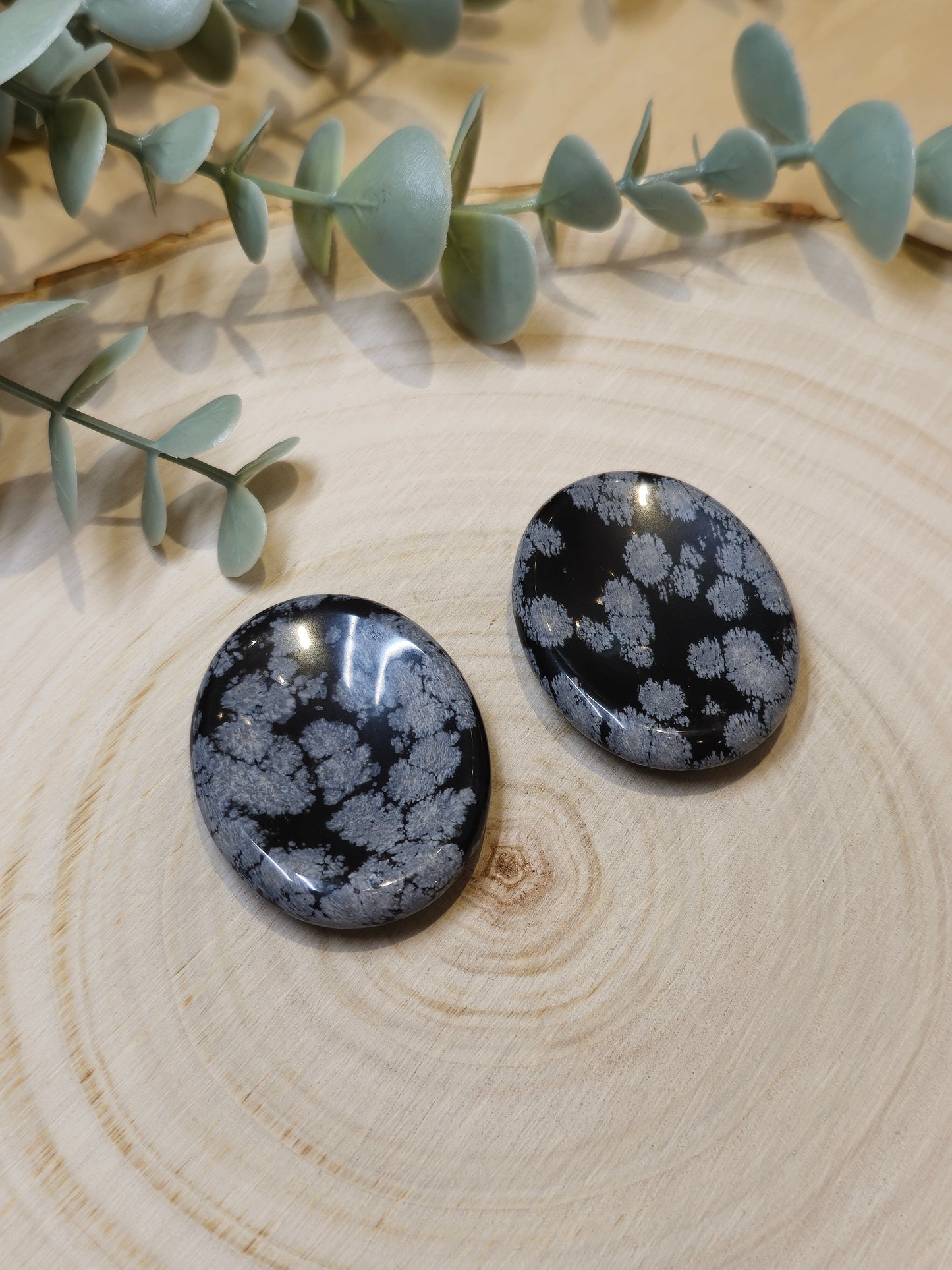 Obsidienne Snowflake Worry stone