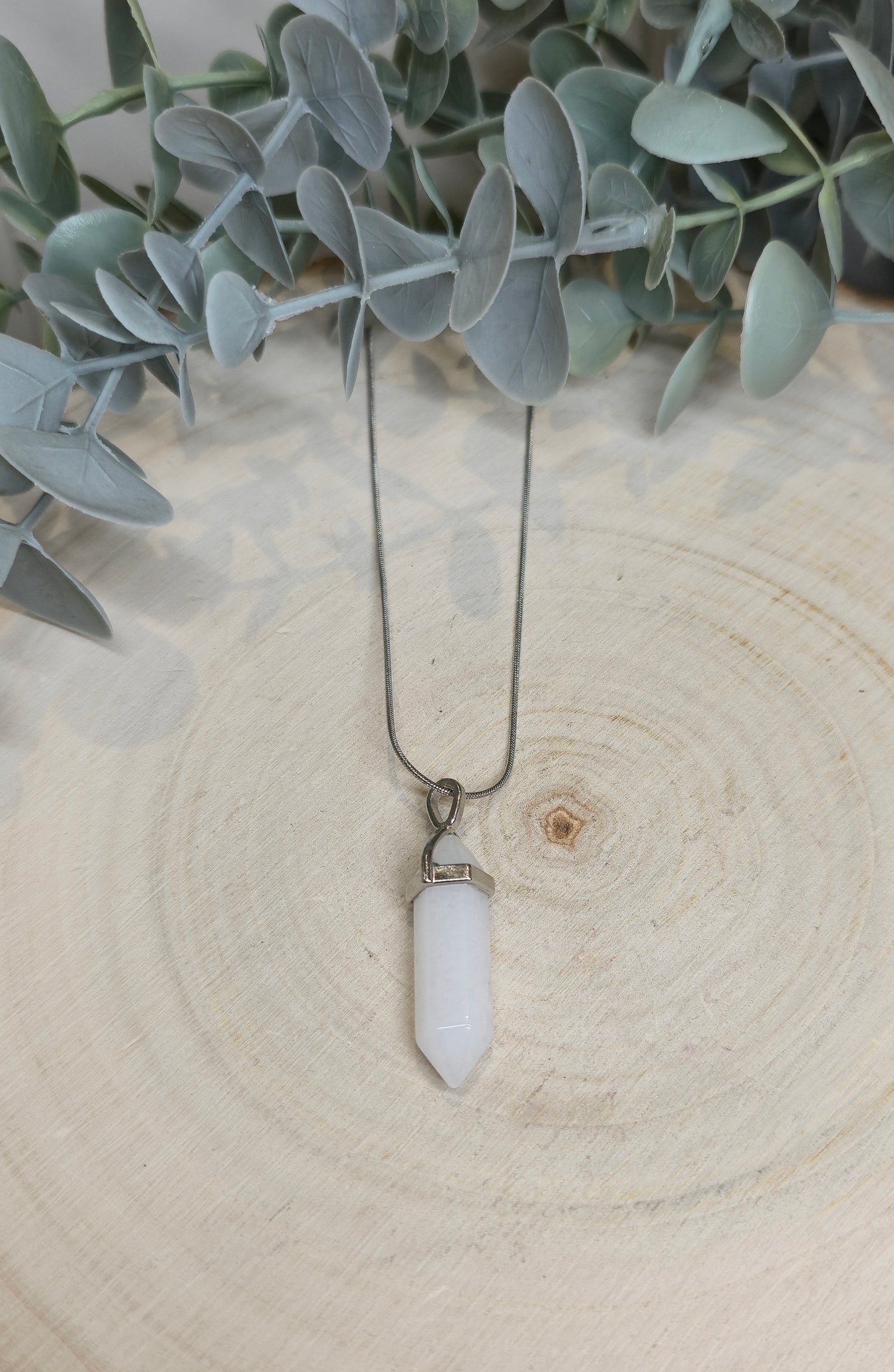 Collier Pointe Jade blanc
