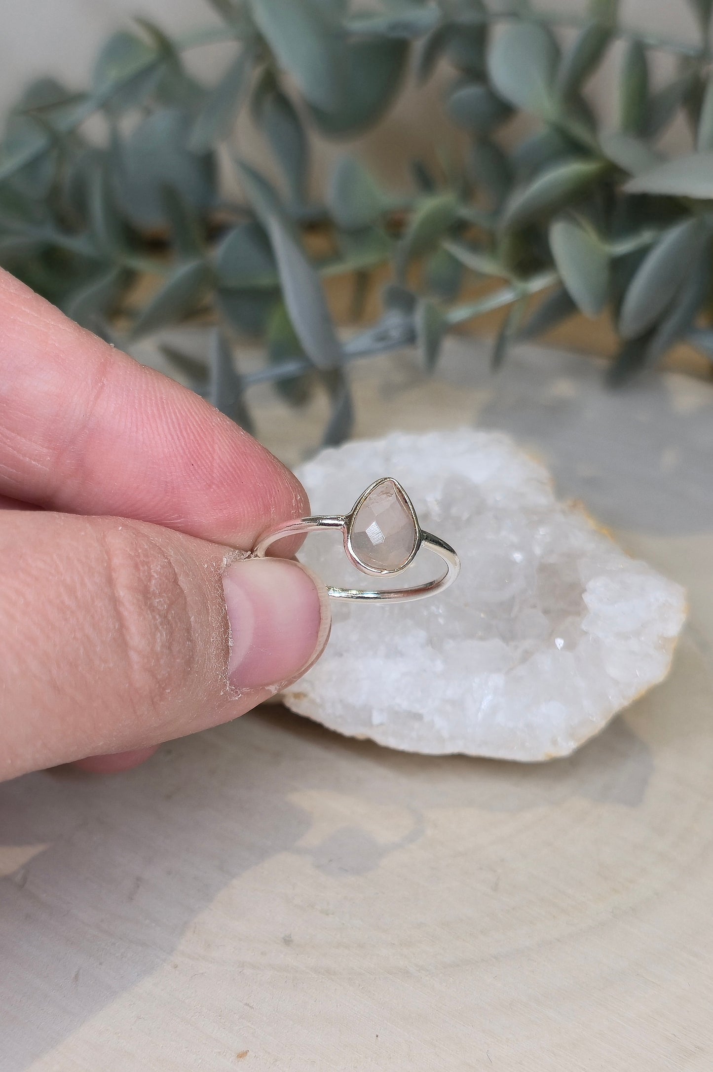 Bague goutte Quartz rose
