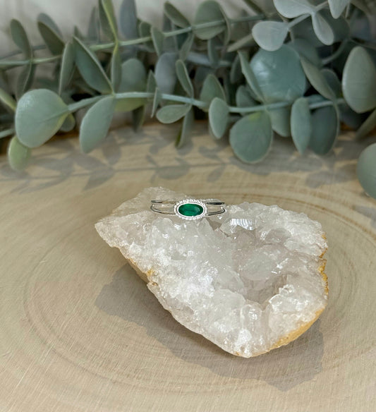 Bague Onyx verte ovale