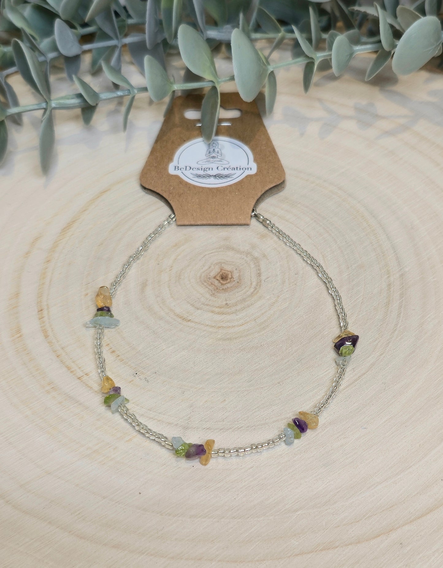 Bracelet cheville avec pierres - Pierres mixtes
