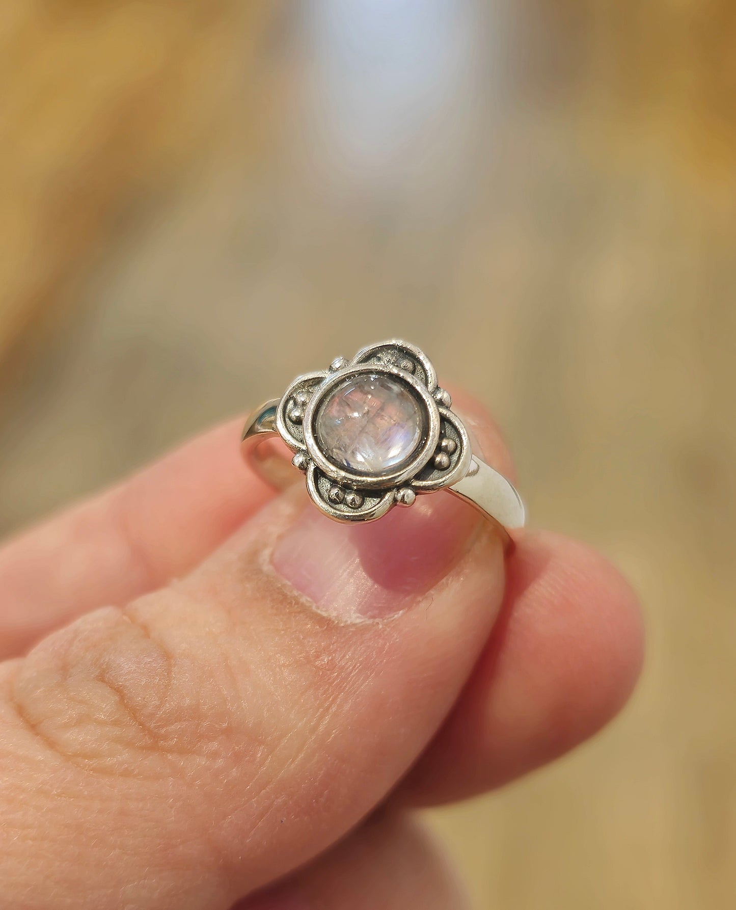 Bague Pierre de lune Arc-en-ciel