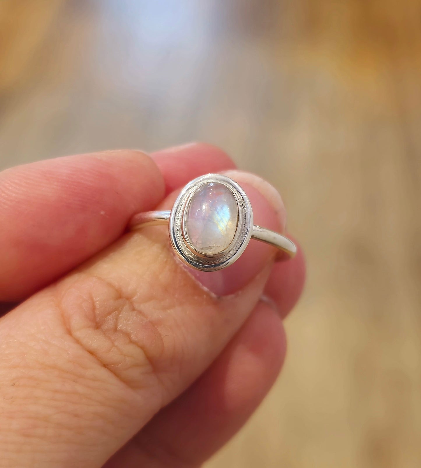 Bague Pierre de lune Arc-en-ciel