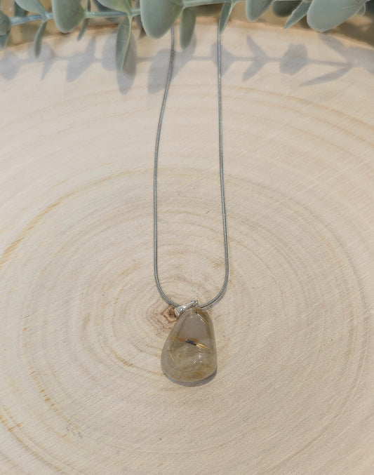 Collier Quartz Rutilé barattée
