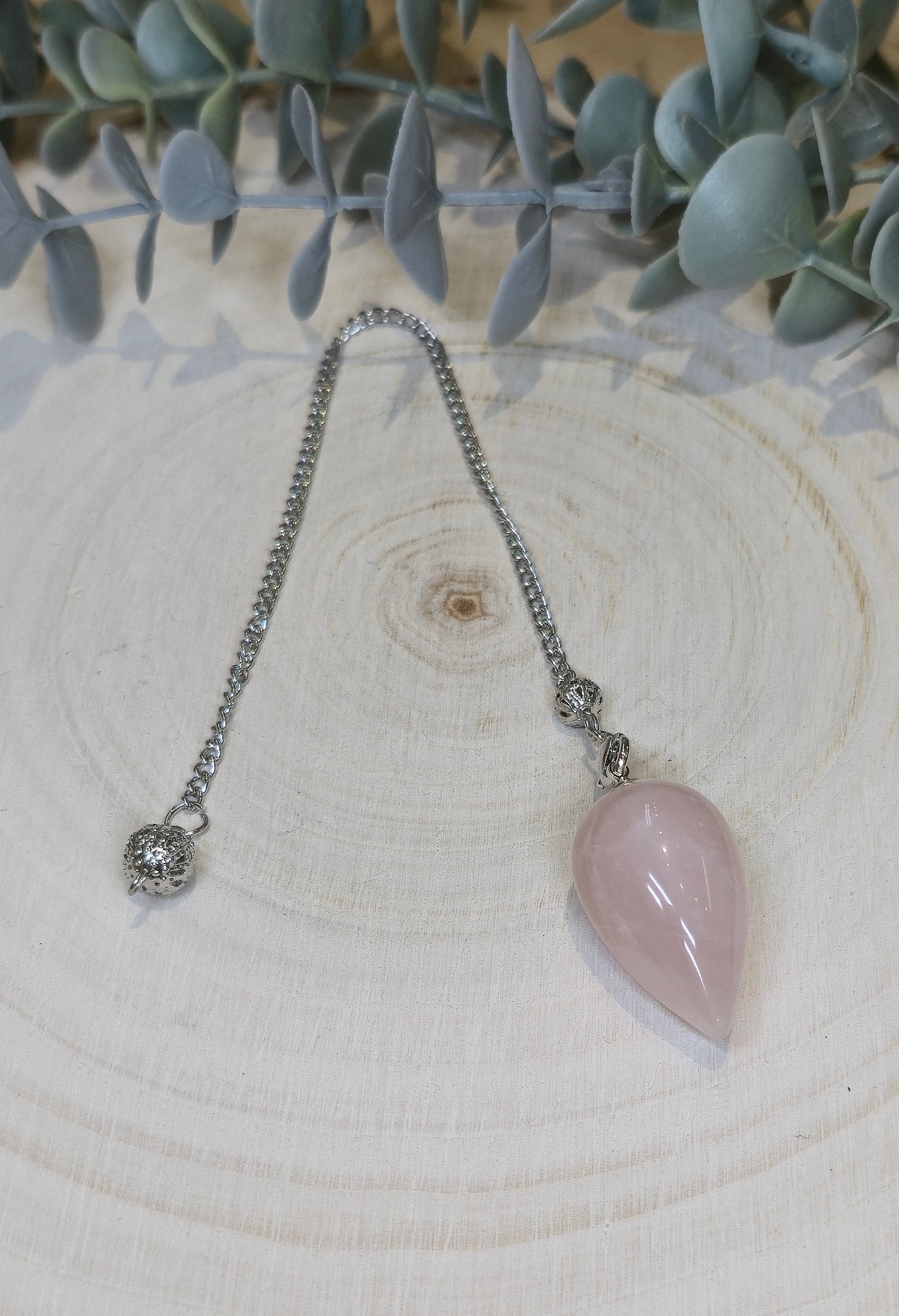 Pendule en goutte Quartz rose