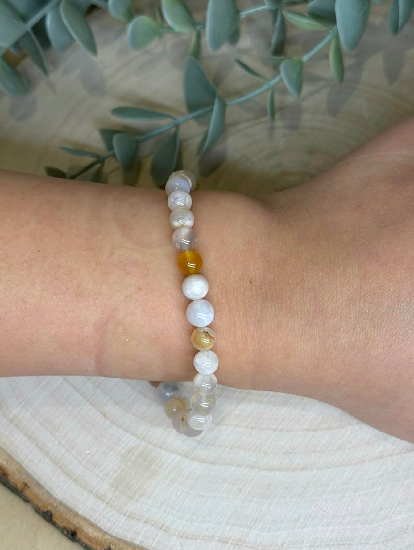 Bracelet Agate fleur 6mm