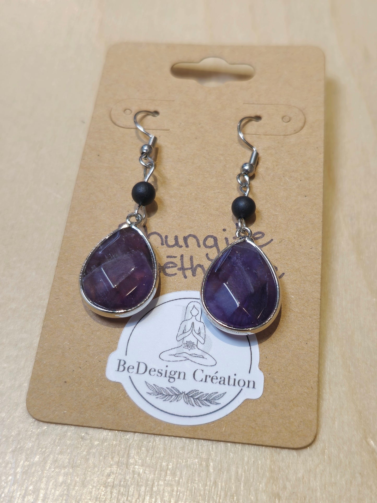 Boucles d’oreilles Améthyste et Shungite