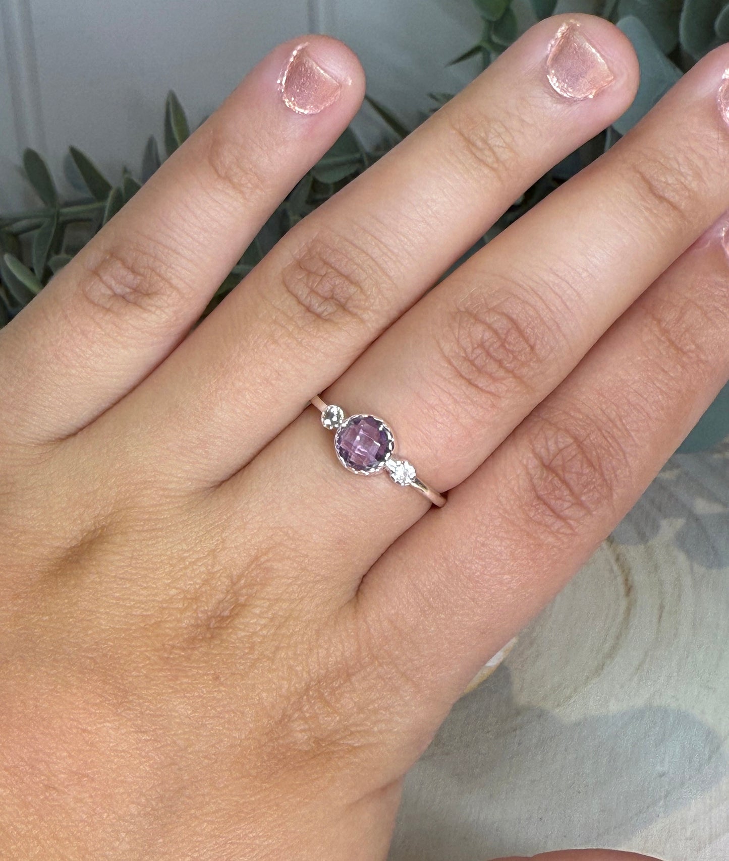 Bague Améthyste et Topaze blanche