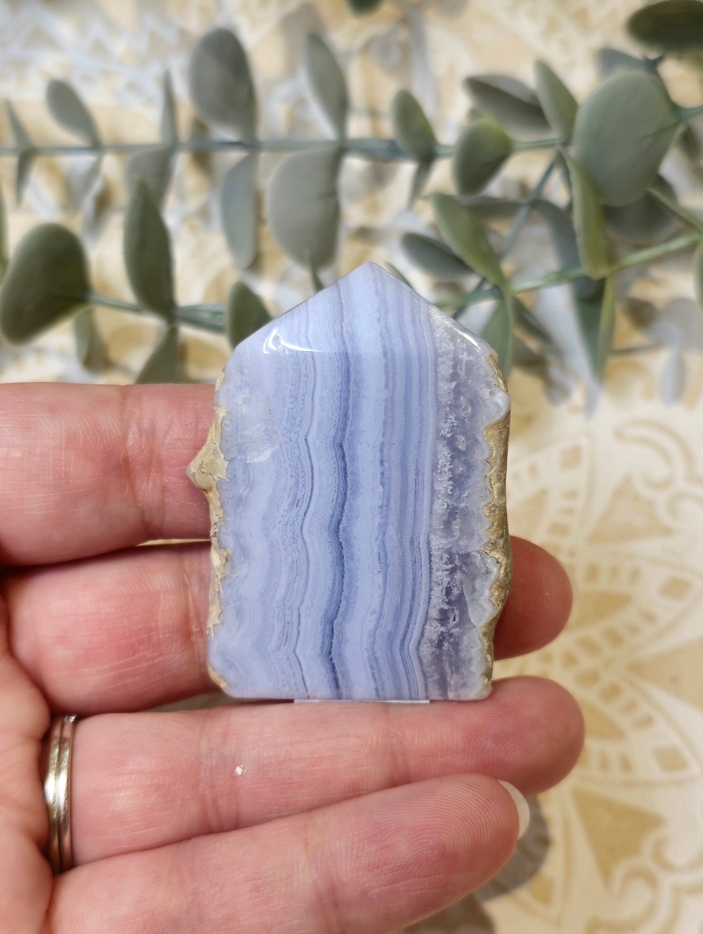 Tranche Agate dentelle bleue