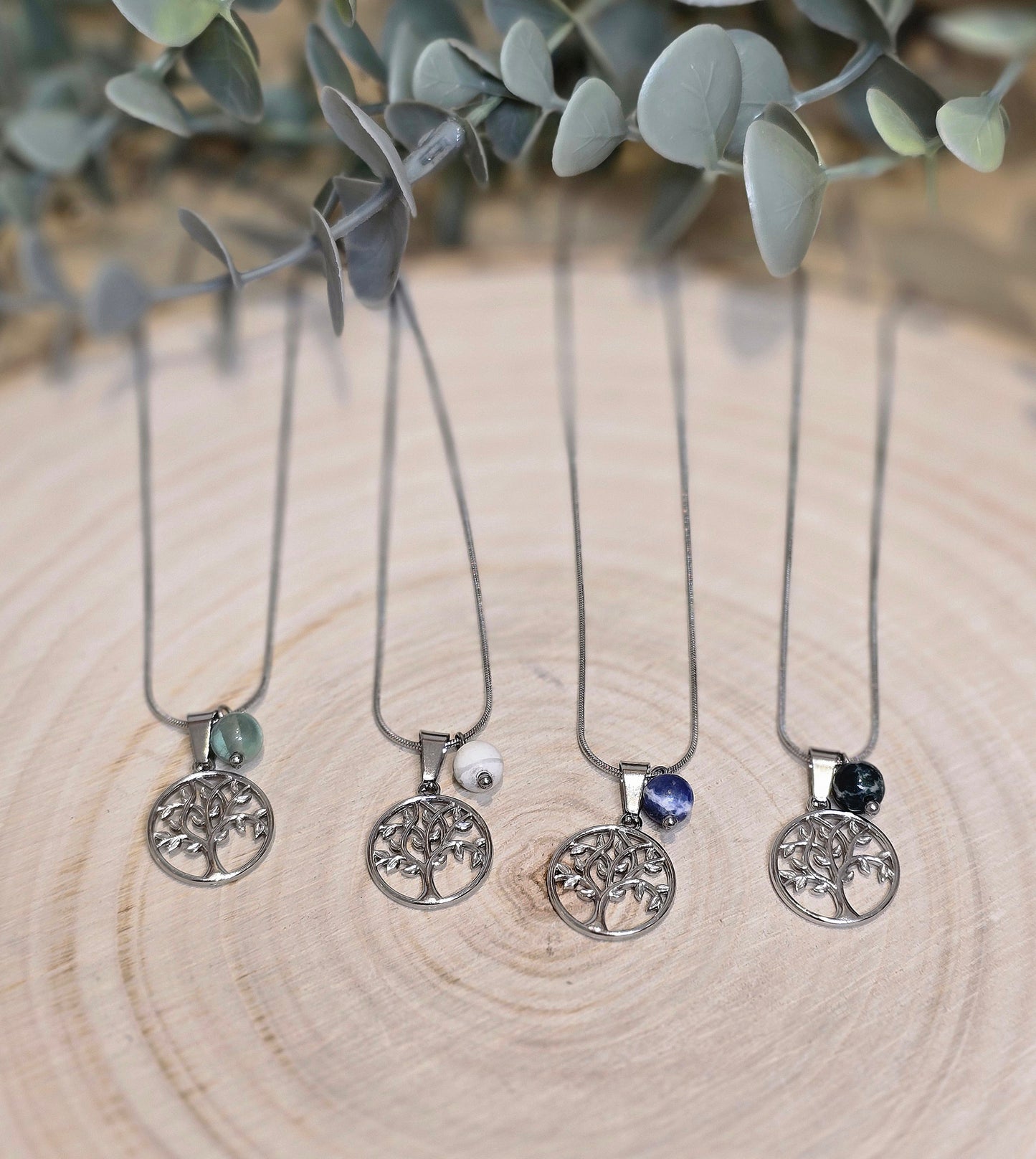 Collier Arbre de vie et pierre