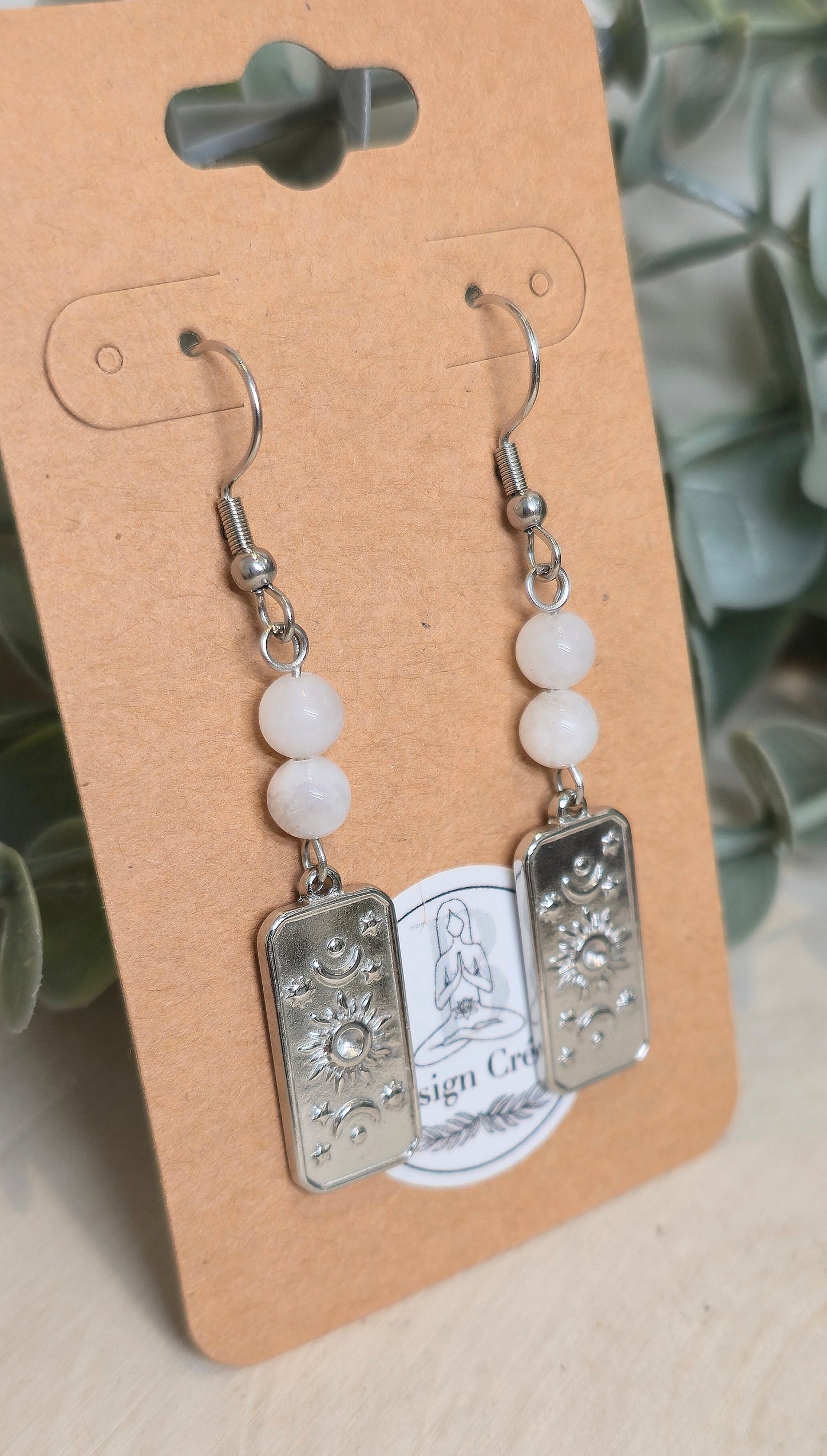 Boucles d’oreilles Lune Soleil Pierre de lune