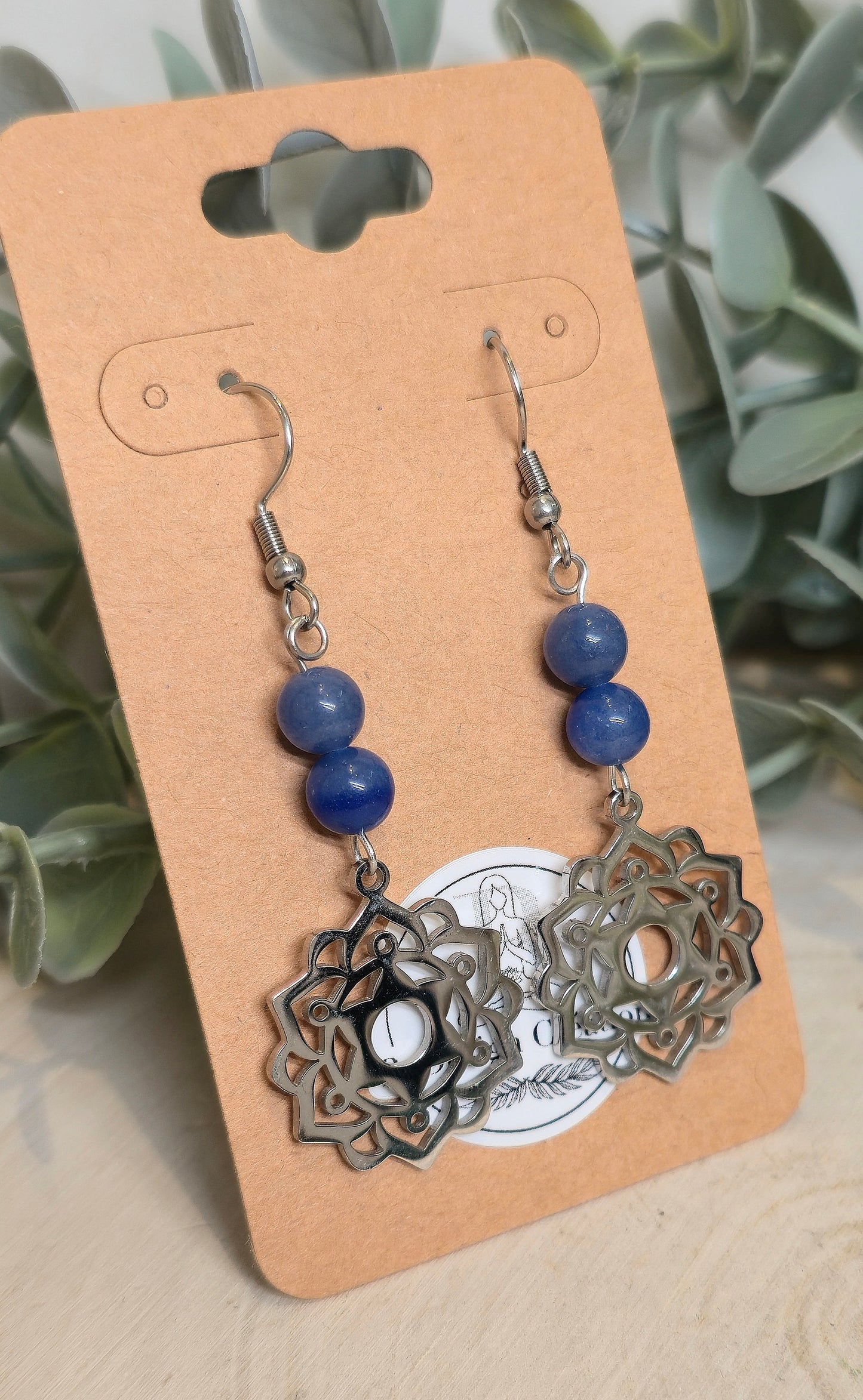 Boucles d’oreilles Mandala Aventurine bleue
