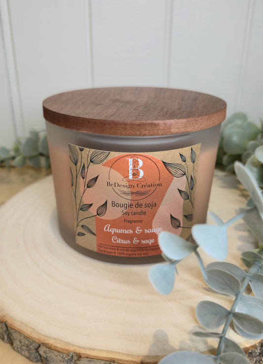 Bougie de soja - Agrumes & sauge