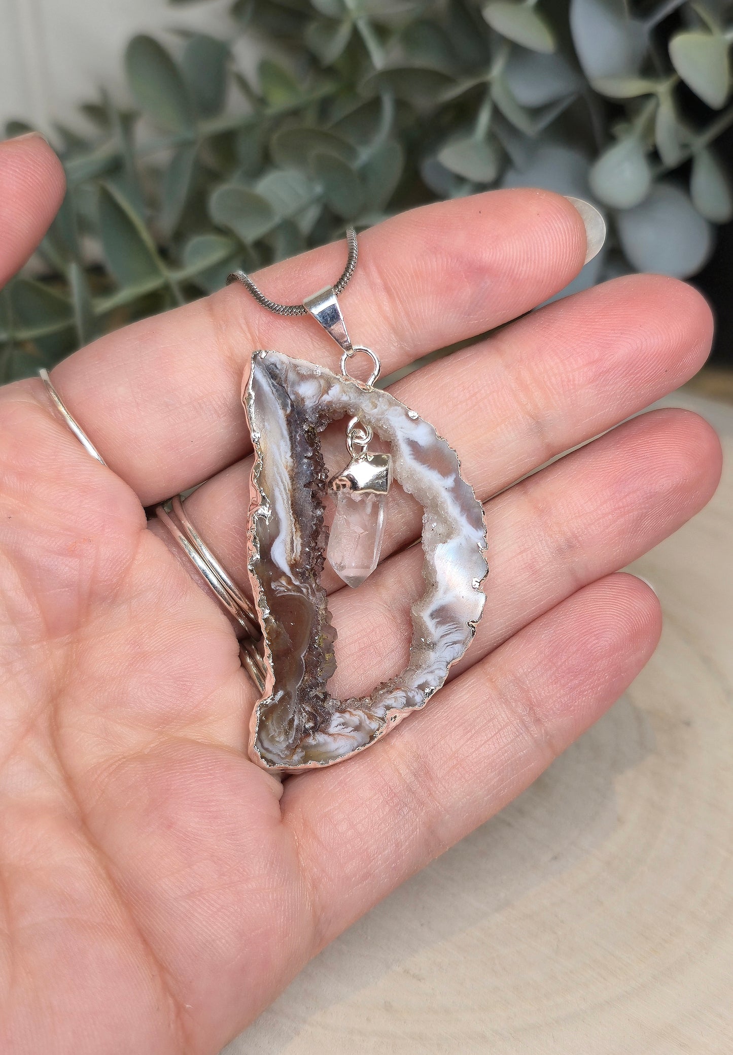 Collier Agate et Quartz clair